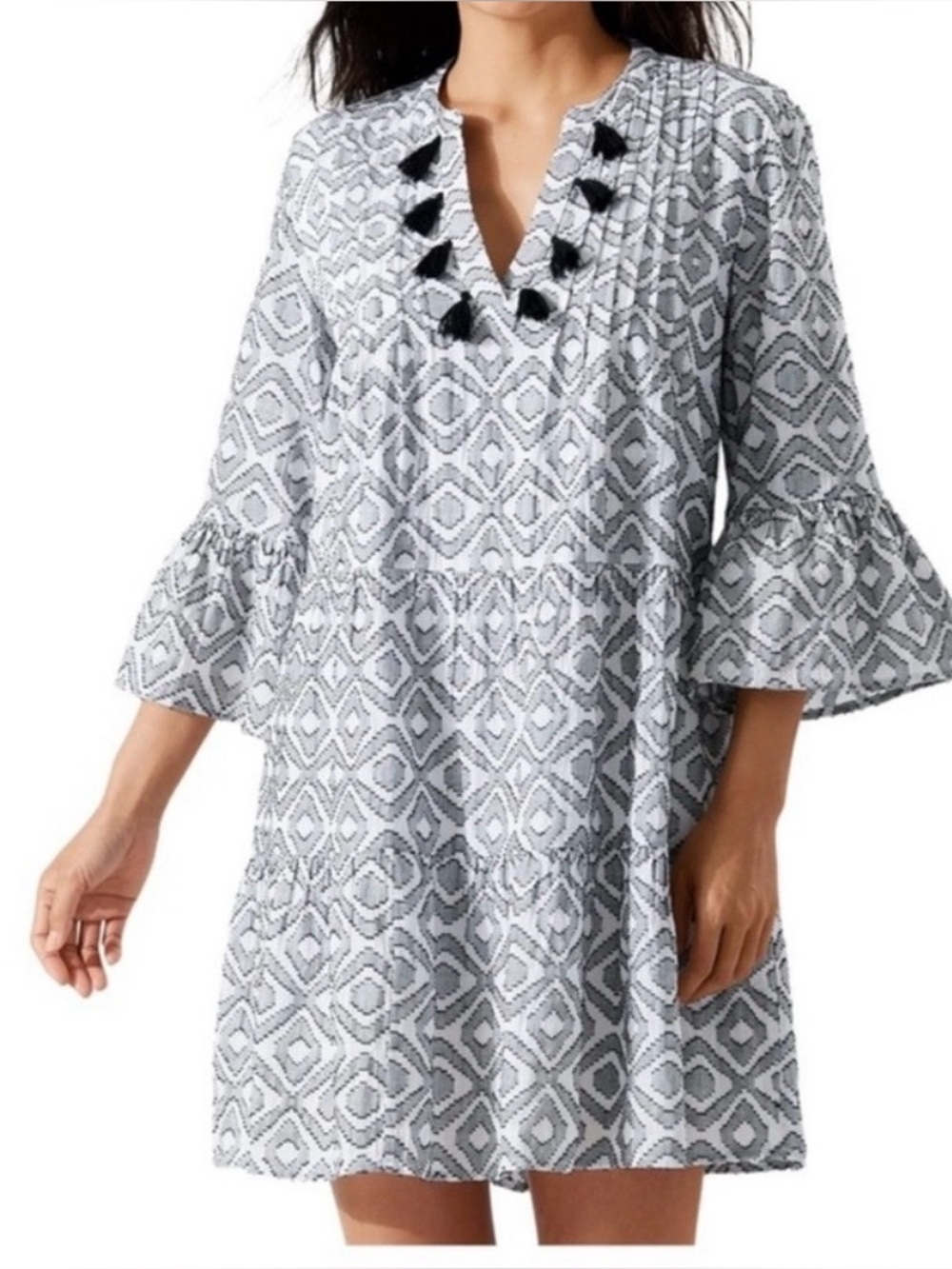 Tommy Bahama Diamond Clip Tiered Mini Dress - Size M